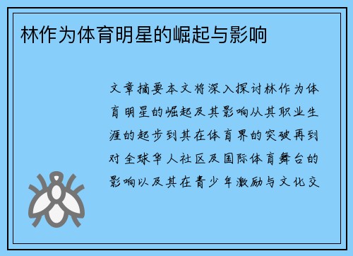 林作为体育明星的崛起与影响
